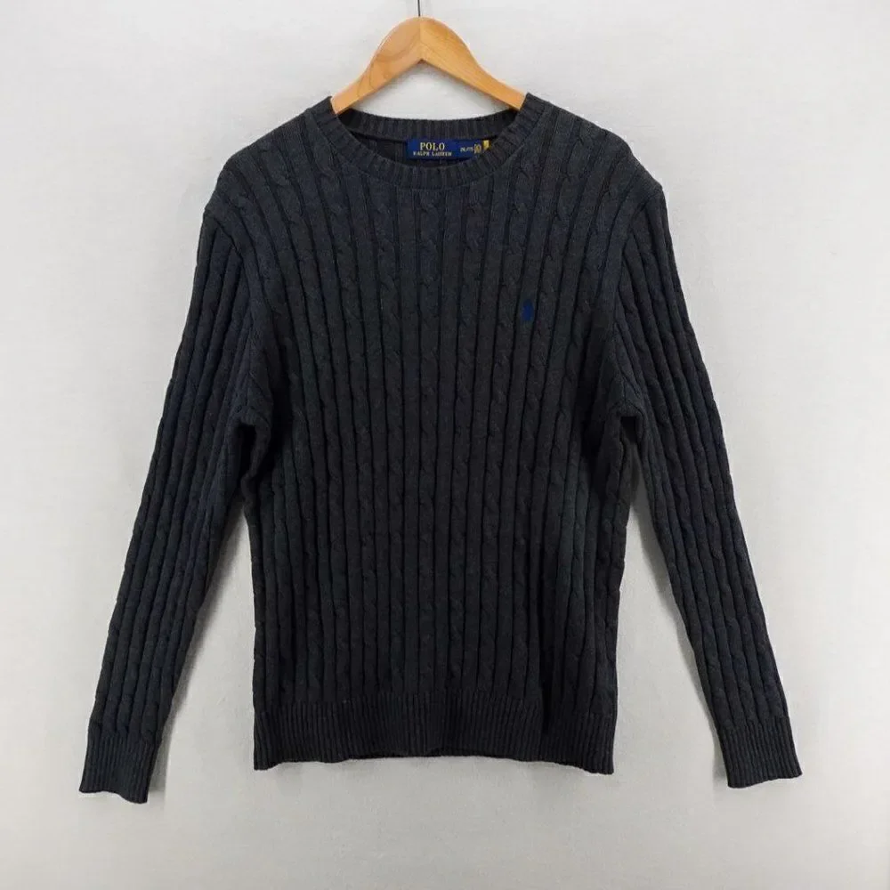 Polo Ralph Lauren Cable Knit Knitted Slim Fit Sweatshirt Grey XXL